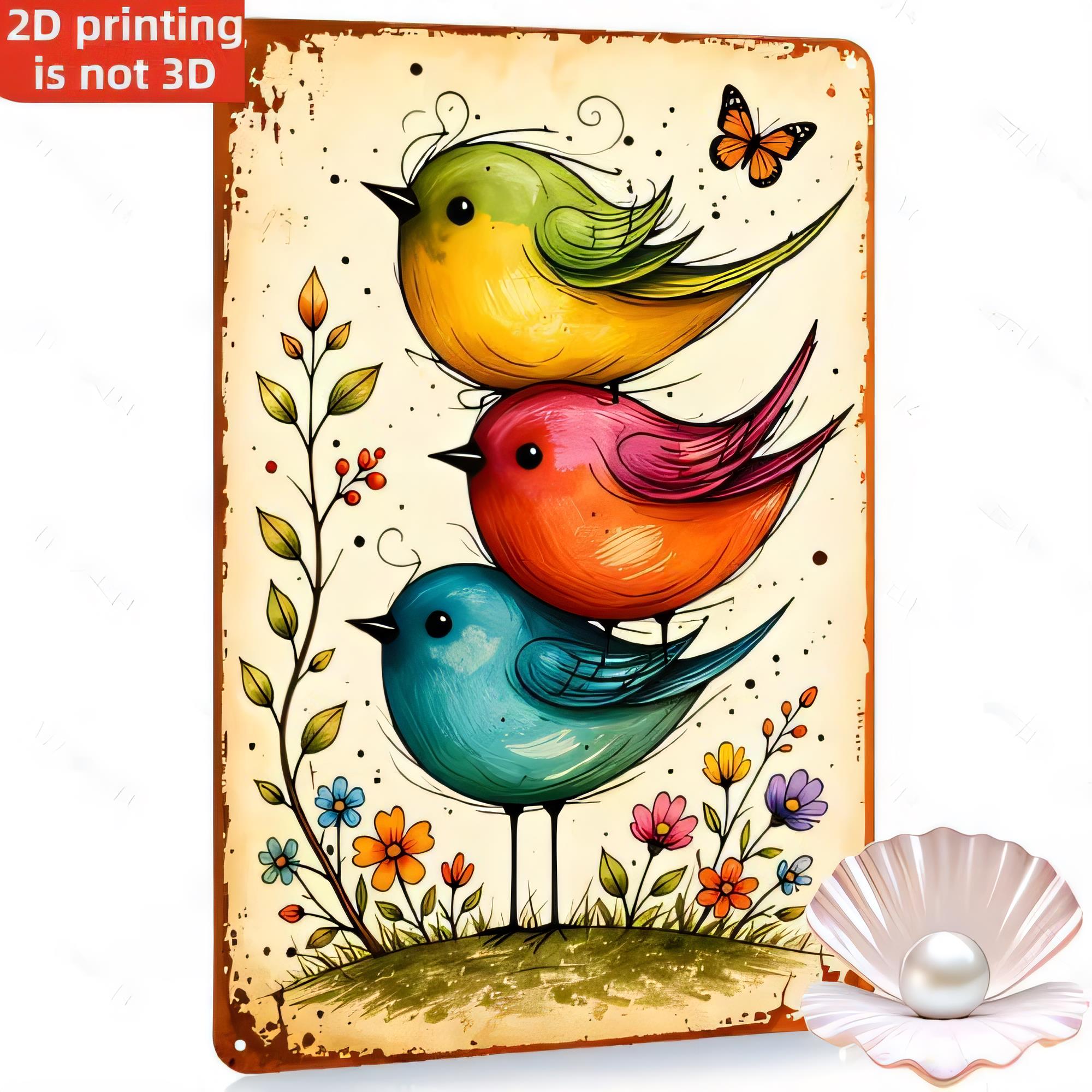 Tin Sign Birds Set 3 Colorful  - Home Bar Set review and price